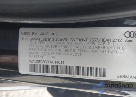 2014 Audi A6 2.0T Premium z USA, uszkodzony, nr VIN WAUGFAFC8EN014014